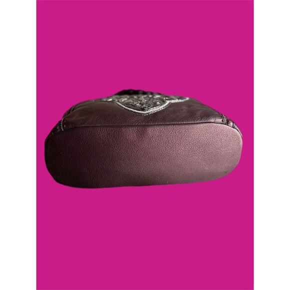 Brighton Handbag Hobo Soft Leather Beaded Bag NWOT Amethyst - Picture 7 of 16